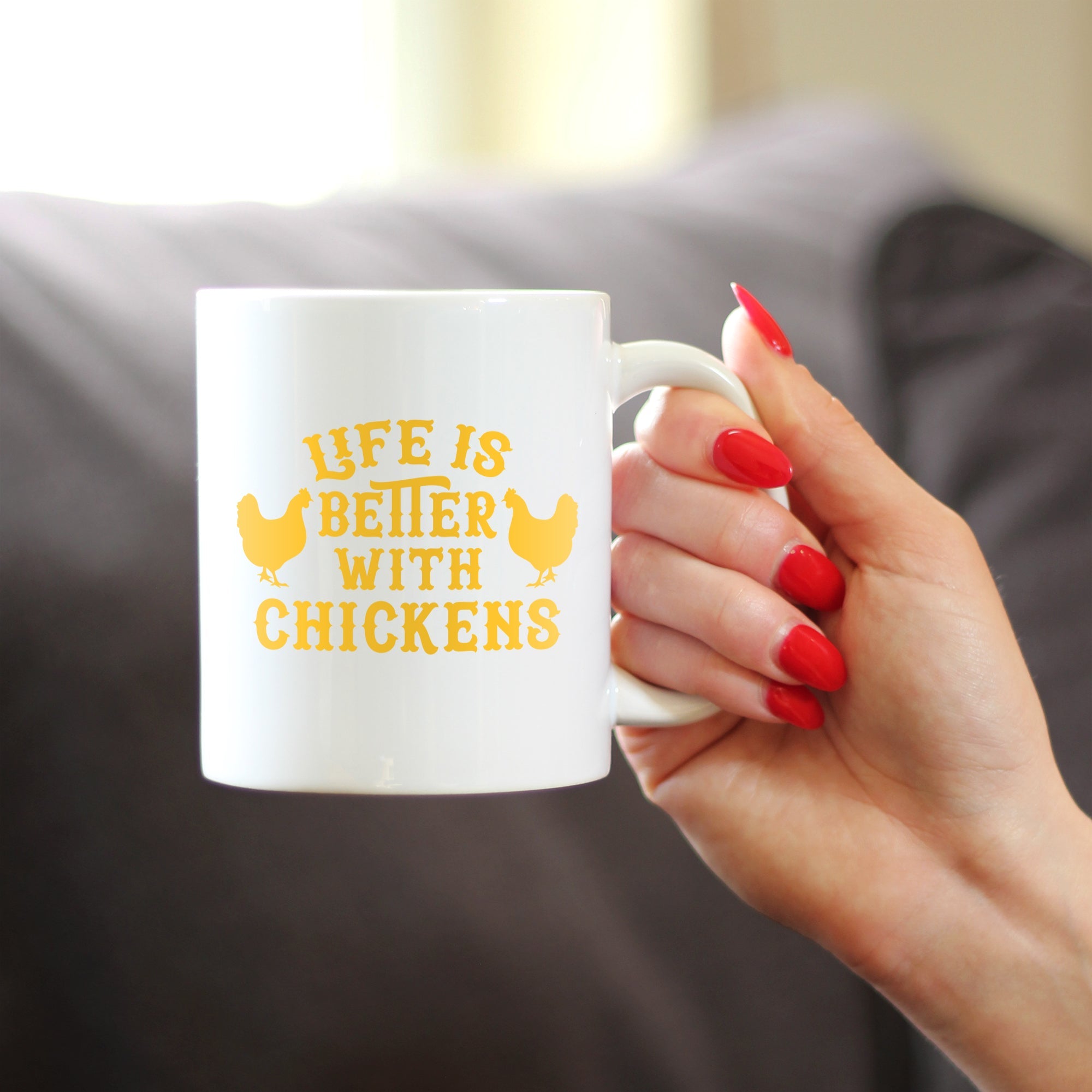 Life is Better with Chickens - Funny Coffee Mug - Chicken Themed Decor & Mama Hen Gifts for Women