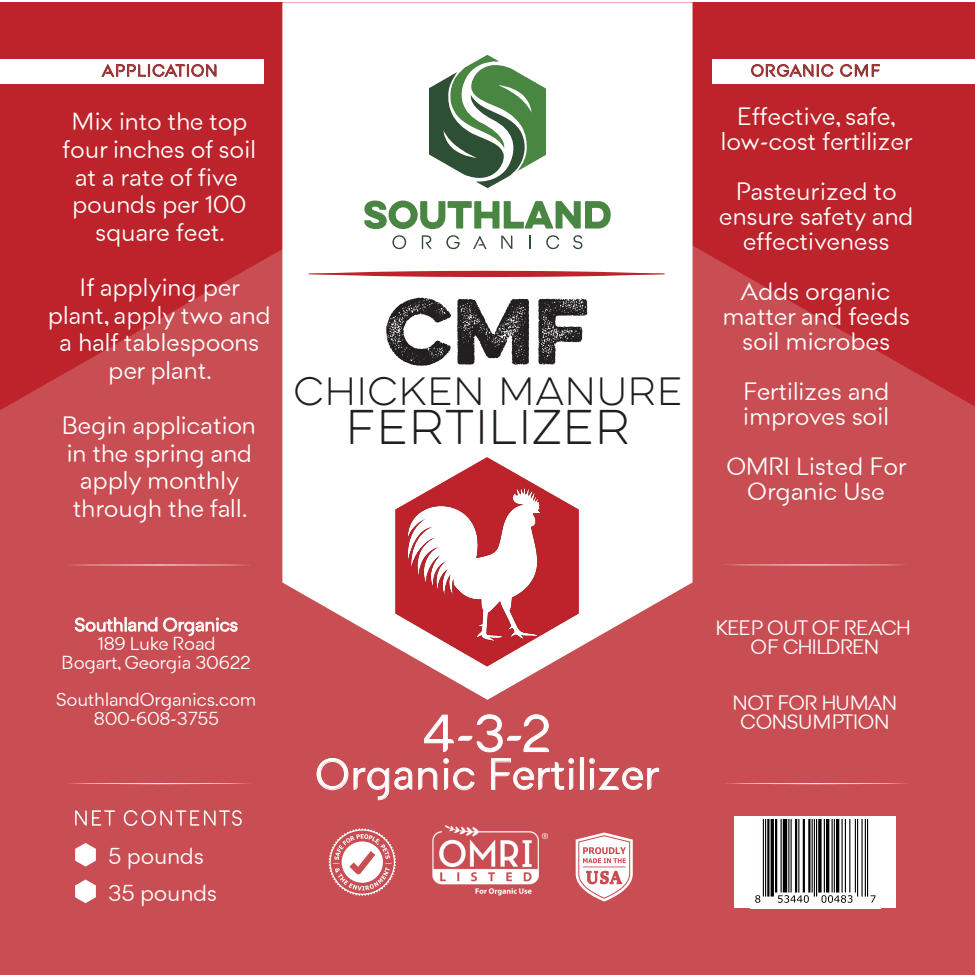 Southland Organics Chicken Manure Fertilizer label