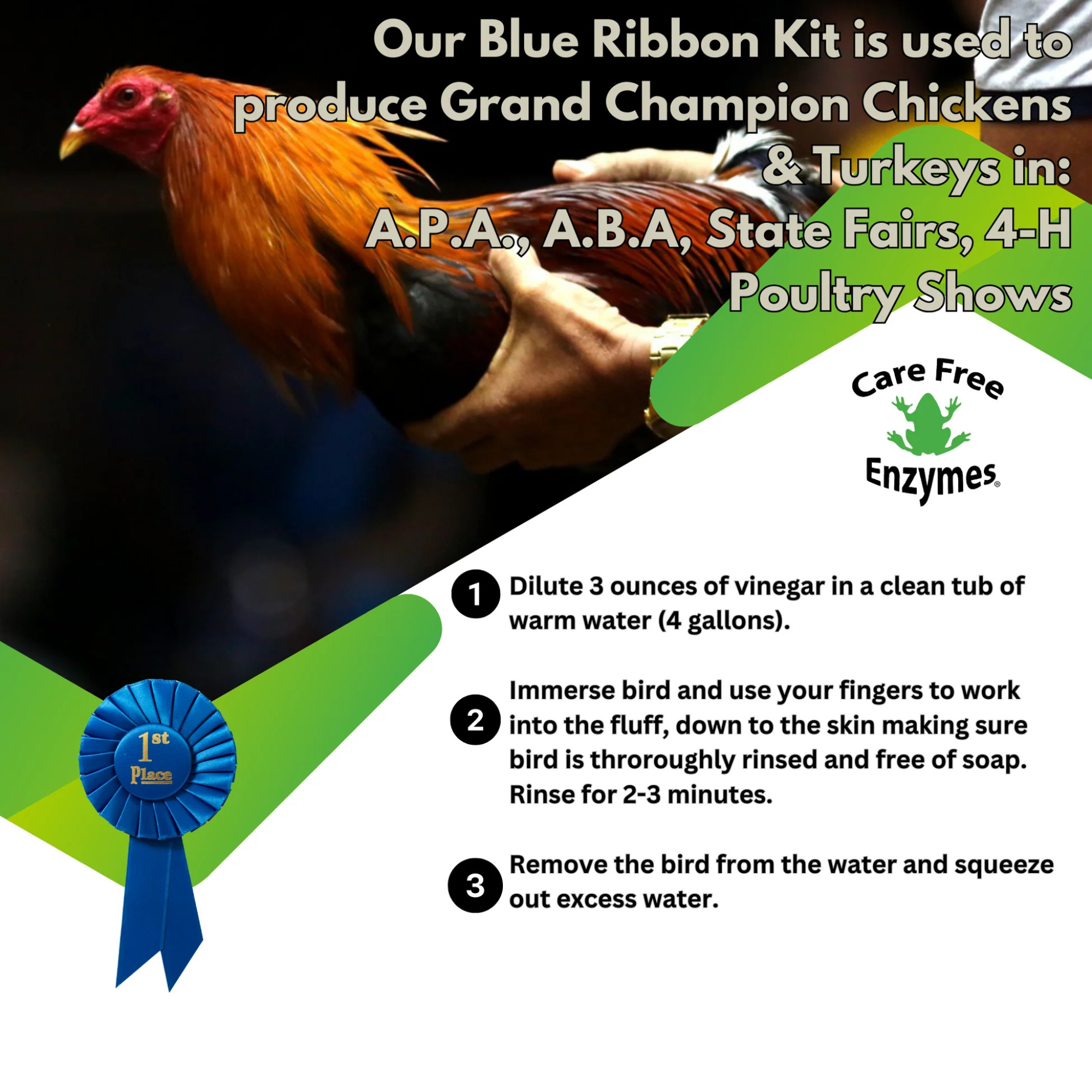 Carefree Enzymes Blue Ribbon Kit for Show Chickens and Turkeys
