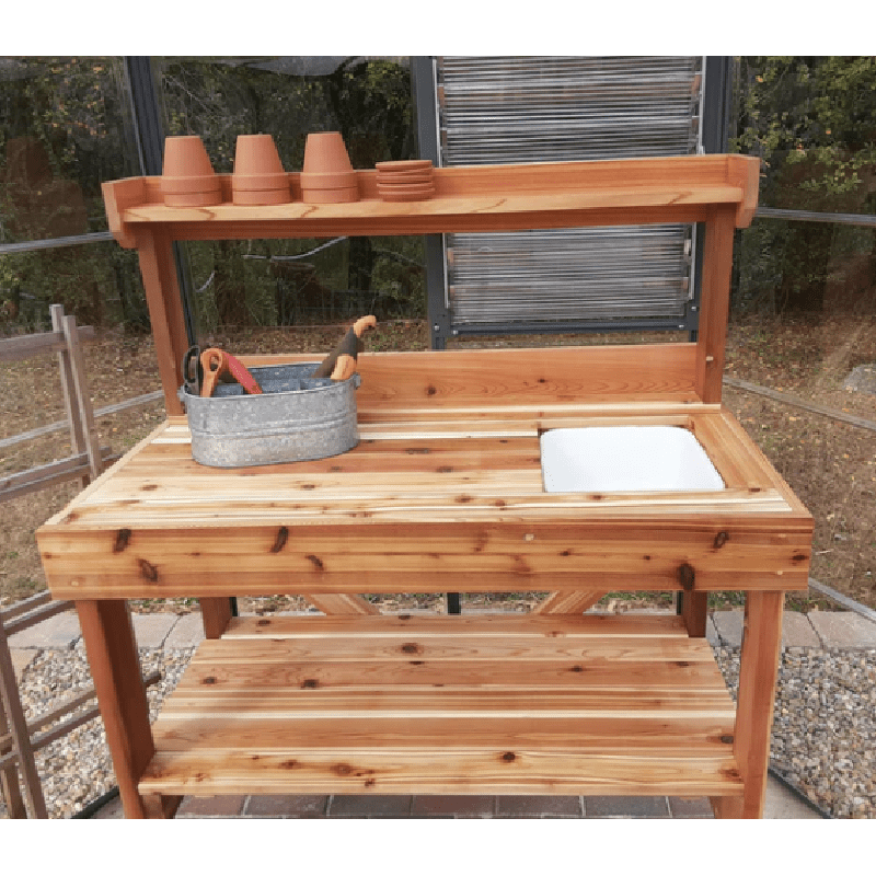 CedarShed Bench with Sink & Shelves 1