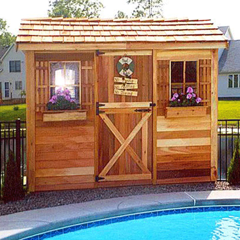 CedarShed Cabana front closed door poolside