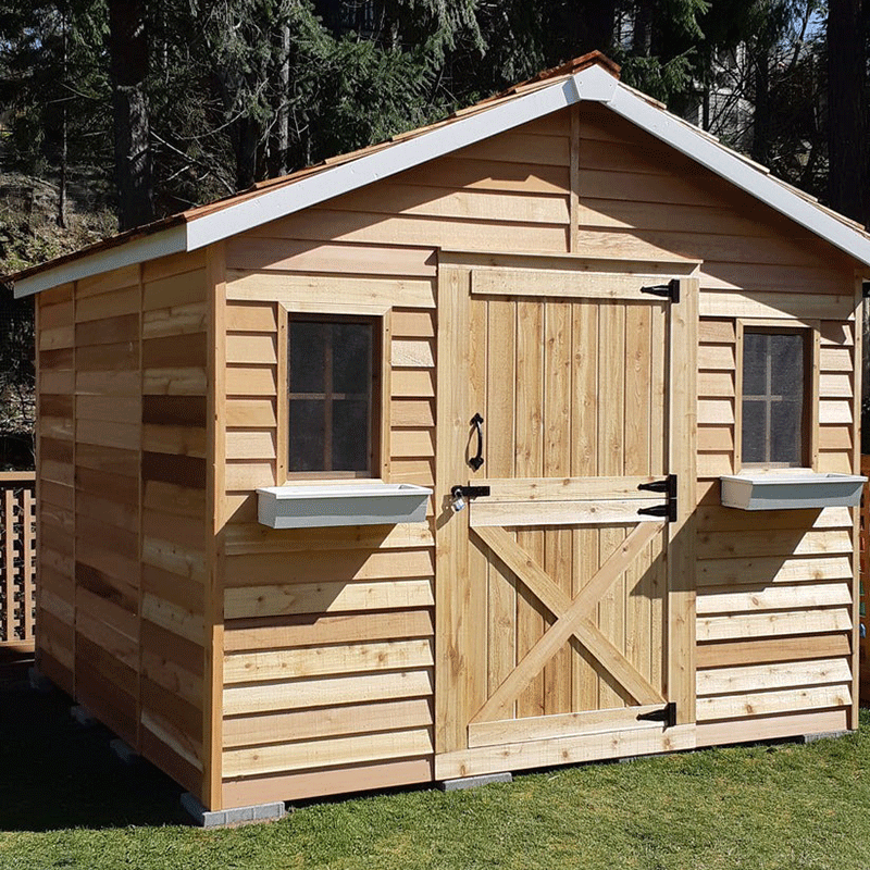 CedarShed CedarHouse front with window boxes