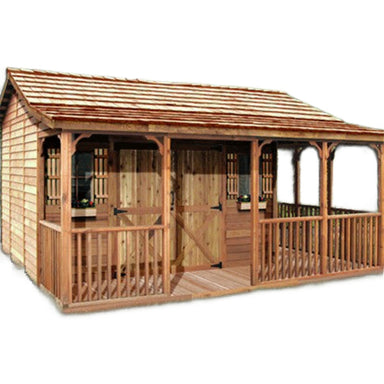 CedarShed FarmHouse Outdoor Office & Craft Shed with porch that wraps around
