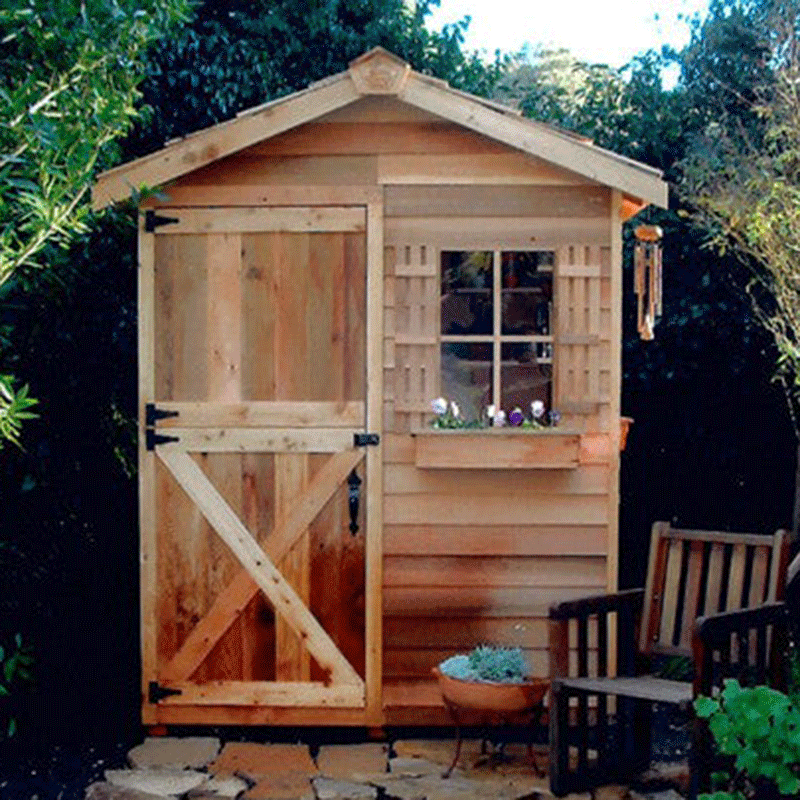 CedarShed Gardener closed door with window box
