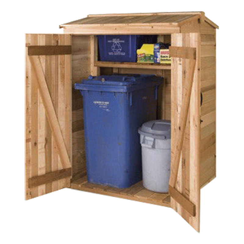 CedarShed Green Pod Garbage Enclosure Open Doors