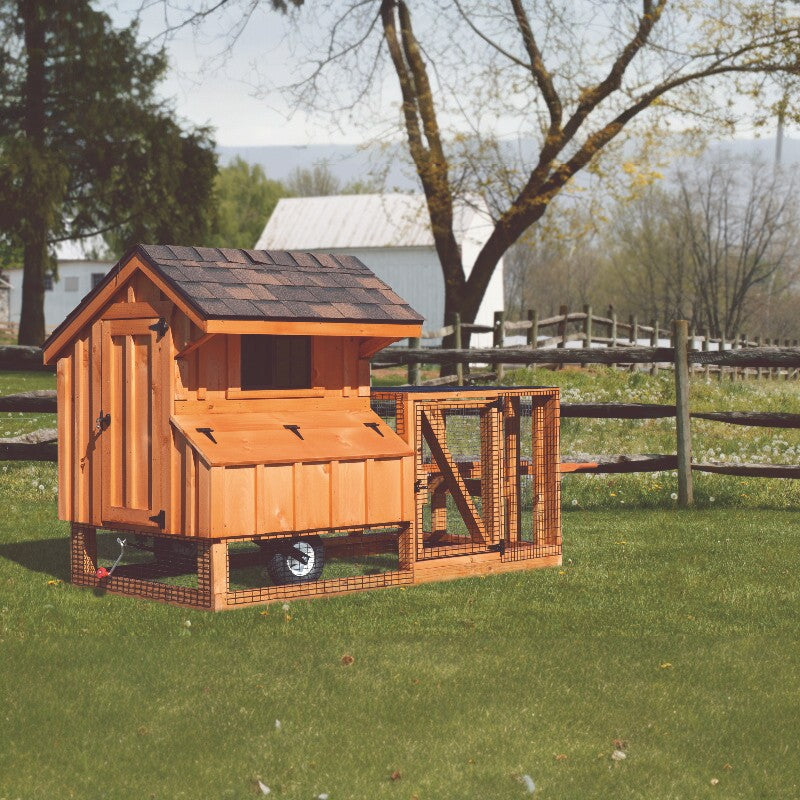 Chicken Coop Tractor with Run Q34T | Hen House Collection board and batten front