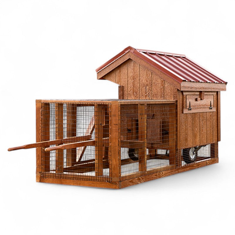Chicken Coop Tractor with Run Q34T | Hen House Collection run with wheelbarrow handles