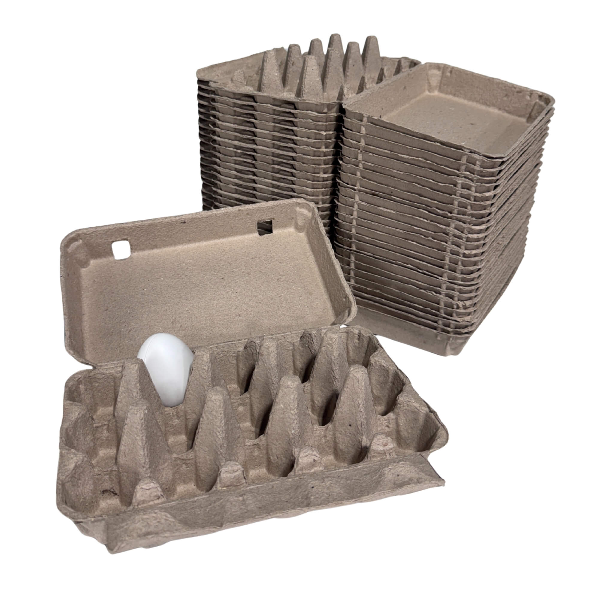 Chicken egg cartons for storing and transporting freshly collected eggs
