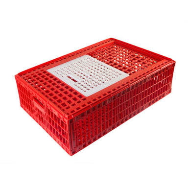 Chicken transport coop with sliding top door for 12–16 chickens.