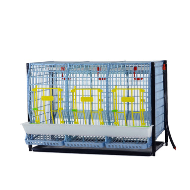 Cimuka COMFORTPLAST chicken layer cage addition for 1–3 chickens with integrated feeder and nipple watering system.