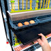 Cimuka bantam breeding cage with sliding manure tray, smart feeder, and roll-out egg collection trays.