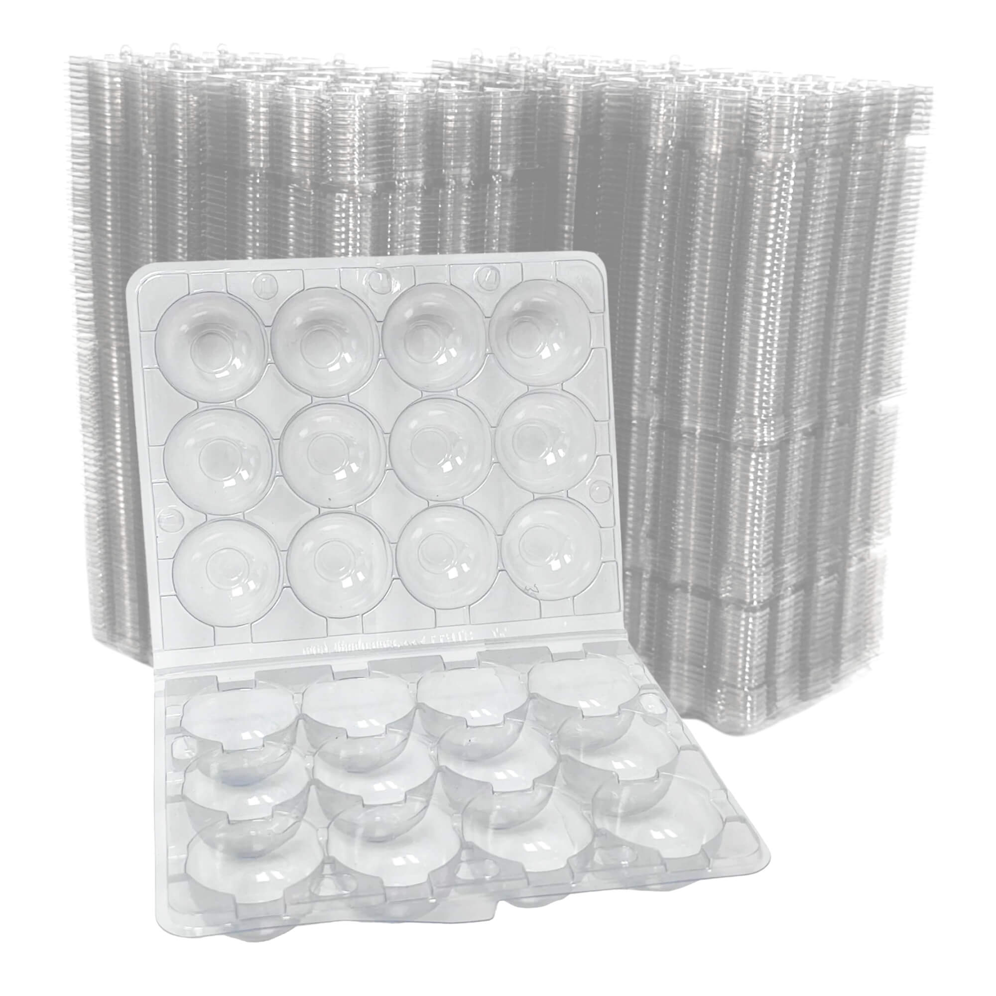 Clear plastic quail egg carton for organizing eggs in home refrigerators.