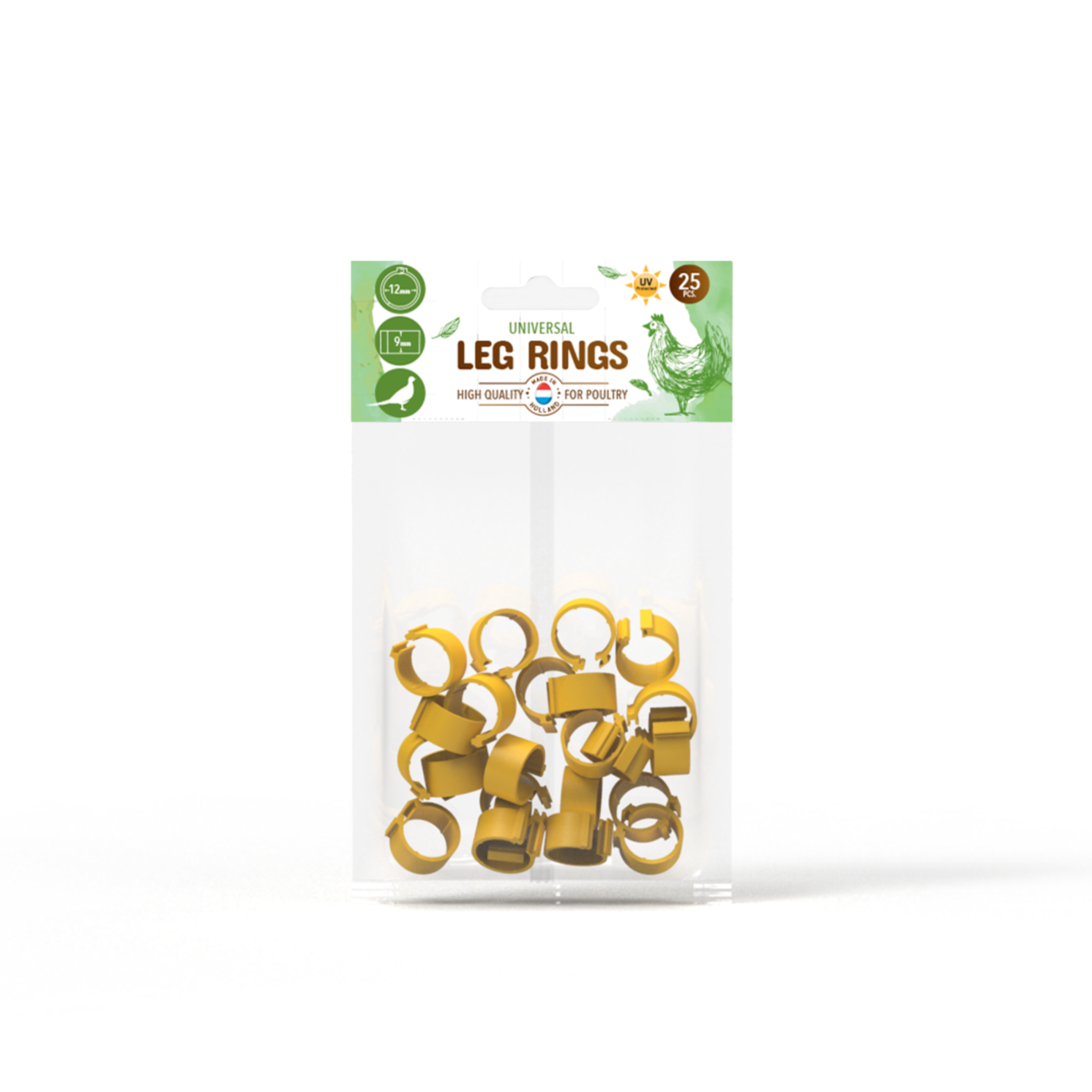 Colored 12 mm bird identification rings for poultry management