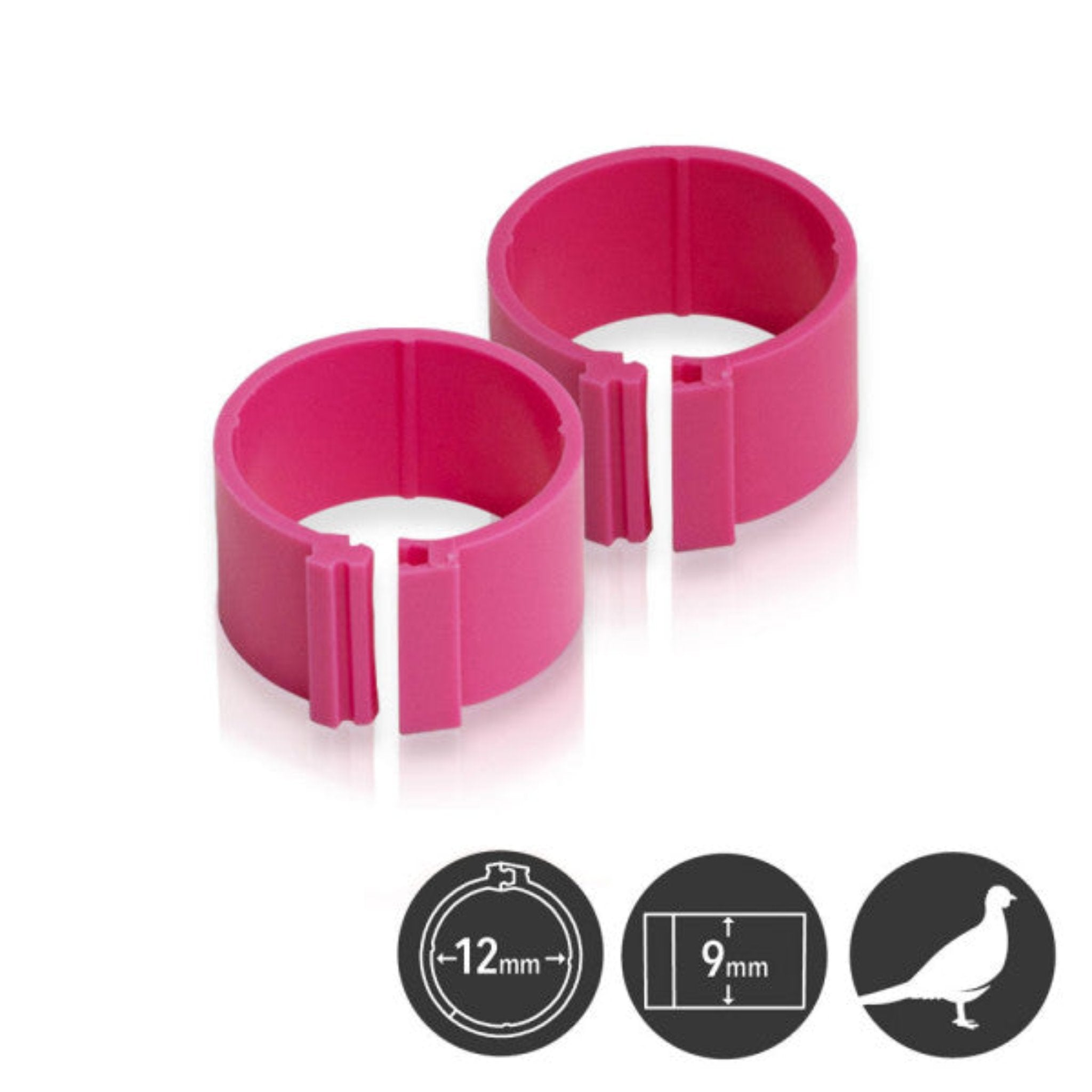 Colored 12 mm poultry identification rings with zip-style fastening