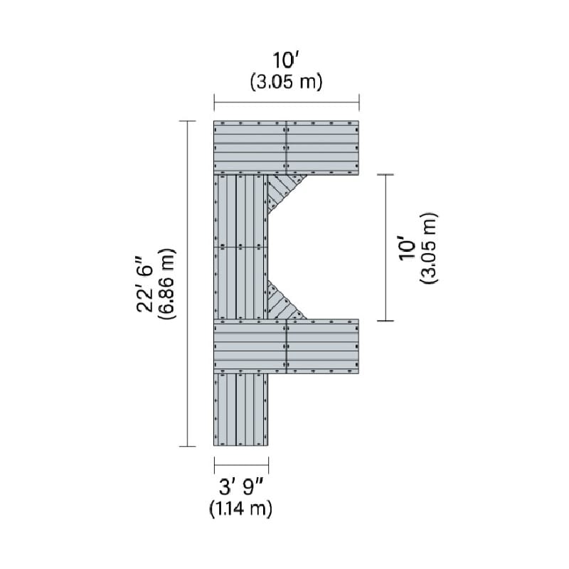 Connect-A-Dock F-Shaped Dock Bundle 1000 Series Model FPK1012 with dimensions