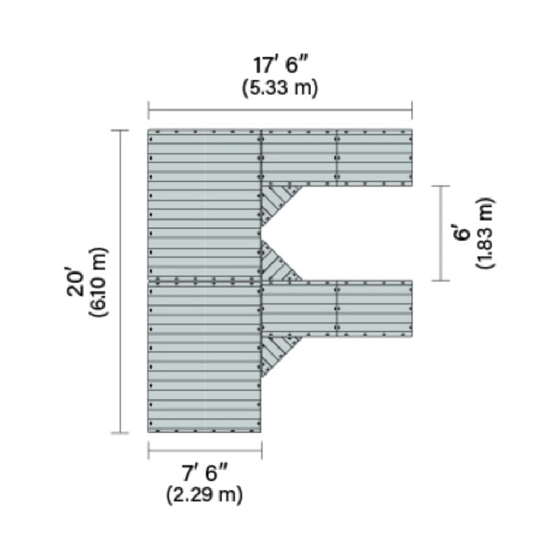 Connect-A-Dock F-Shaped Dock Bundle 1000 Series Model FPK1014 with dimensions