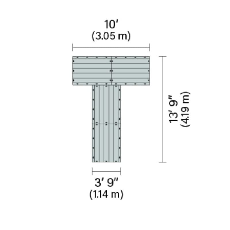 Connect-A-Dock T-Shaped Dock Kit 1000 Series Model TPK1012 with dimensions
