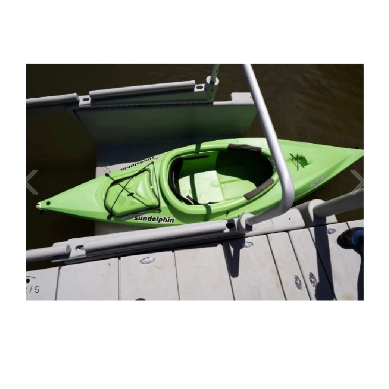Connect-A-Dock YAKport Kayak Launch Model KL1020 with kayak inside and roto side bars and overhead bar