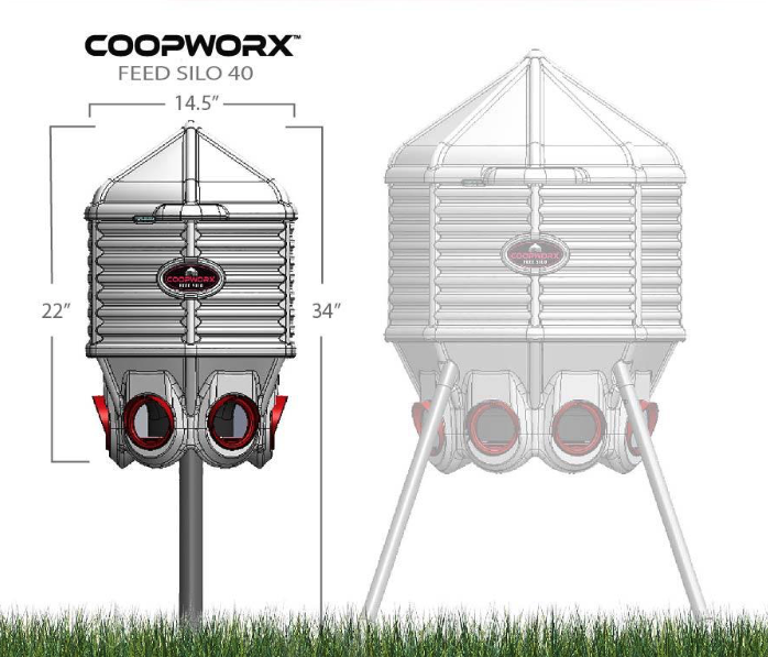 CoopWorx 40 lb Feed Silo with Optional Base Styles feed silo dimensions