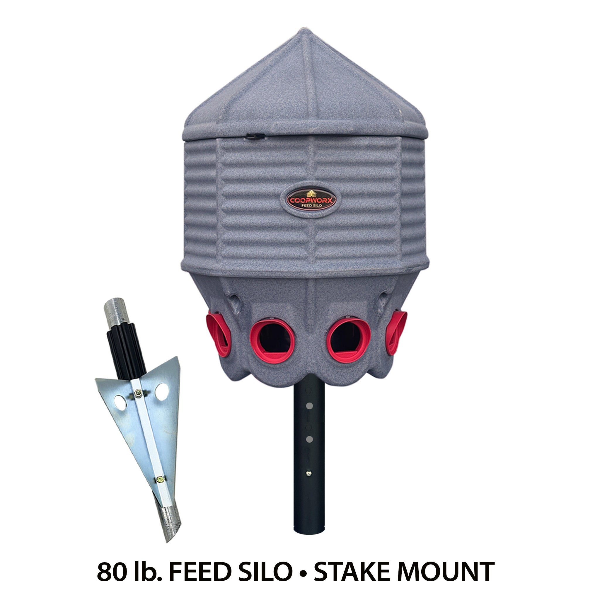 CoopWorx Feed SILO 80 lb Capacity Optional Base Styles 80 lb silo with stake mount
