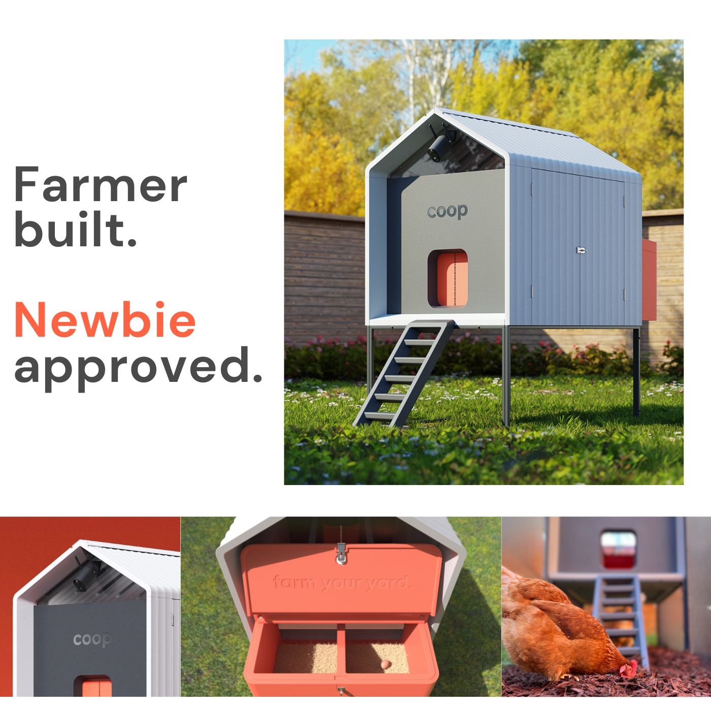 Coop The Smart Coop + Base with chicken nesting boxes