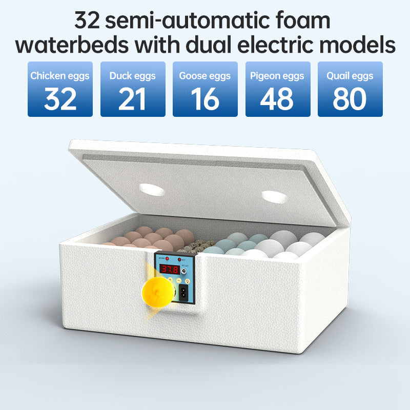 V.I.P Digital Presence Semi-Automatic Foam Thermostatic Small Poultry Incubator 32 waterbeds