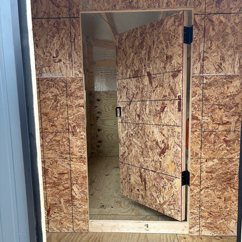 Driftless Outdoors Homestead Coop 6 x 12' door open inside