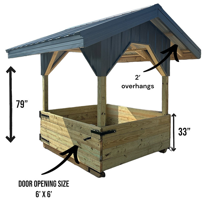 Driftless Outdoors 6’ x 6’ Hay Feeder with dimensions