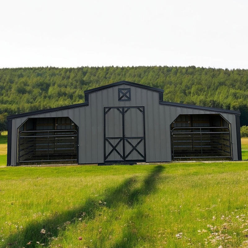 Driftless Outdoors 12’ x 30’ Kentucky Style Barn gray and black