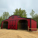 Driftless Outdoors 12’ x 30’ Kentucky Style Barn red and black front and side