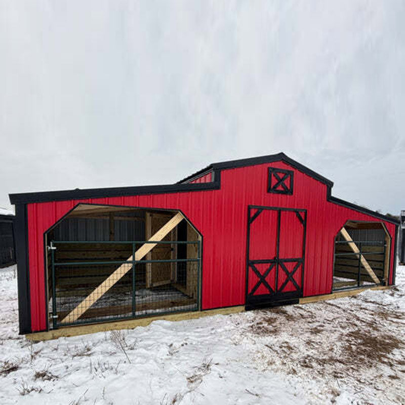 Driftless Outdoors 12’ x 30’ Kentucky Style Barn red and black front