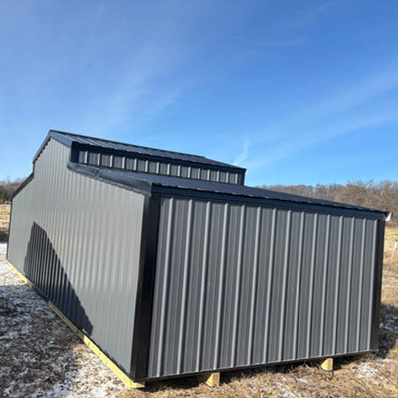 Driftless Outdoors 12’ x 30’ Kentucky Style Barn gray and black back and side