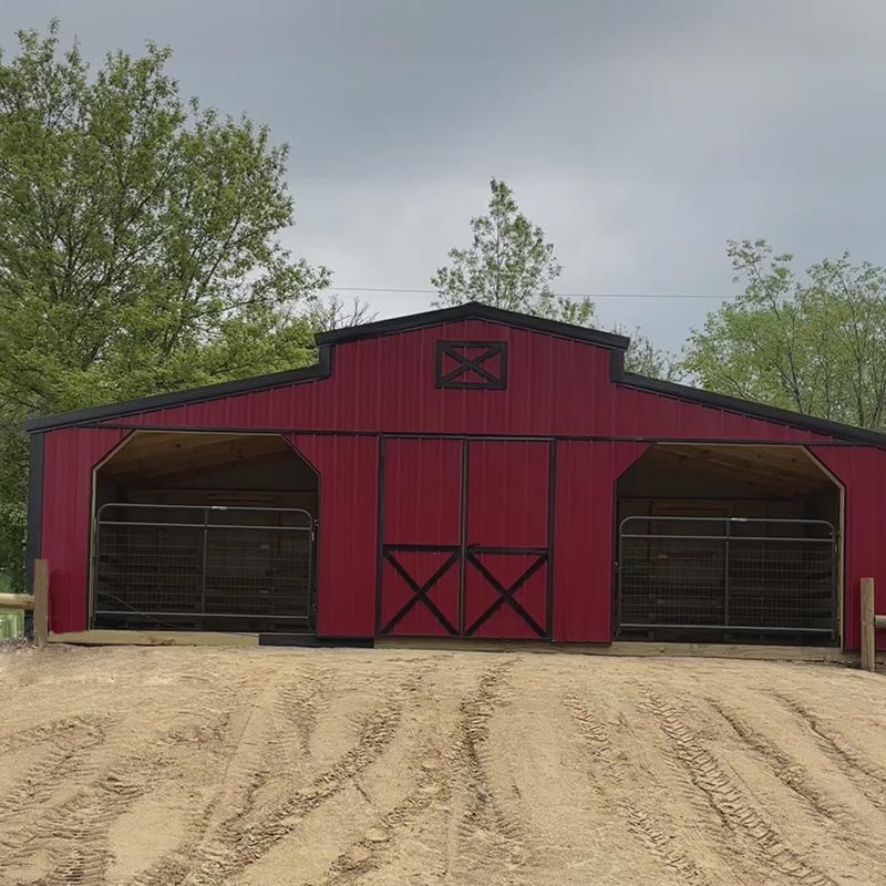 Driftless Outdoors 12’ x 30’ Kentucky Style Barn red and black front