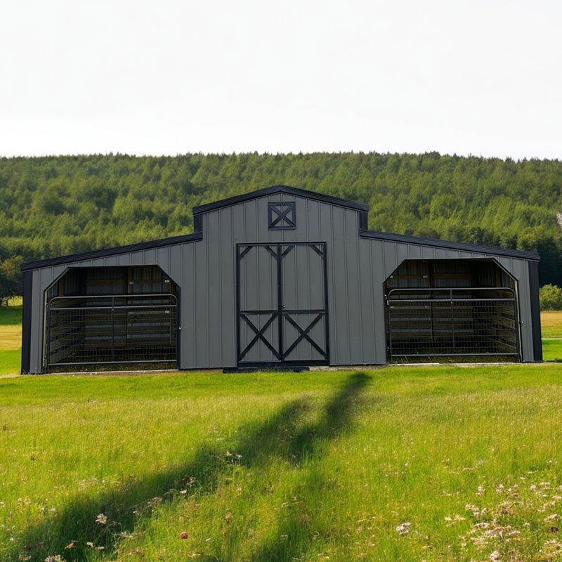 Driftless Outdoors 12’ x 30’ Kentucky Style Barn gray and black front