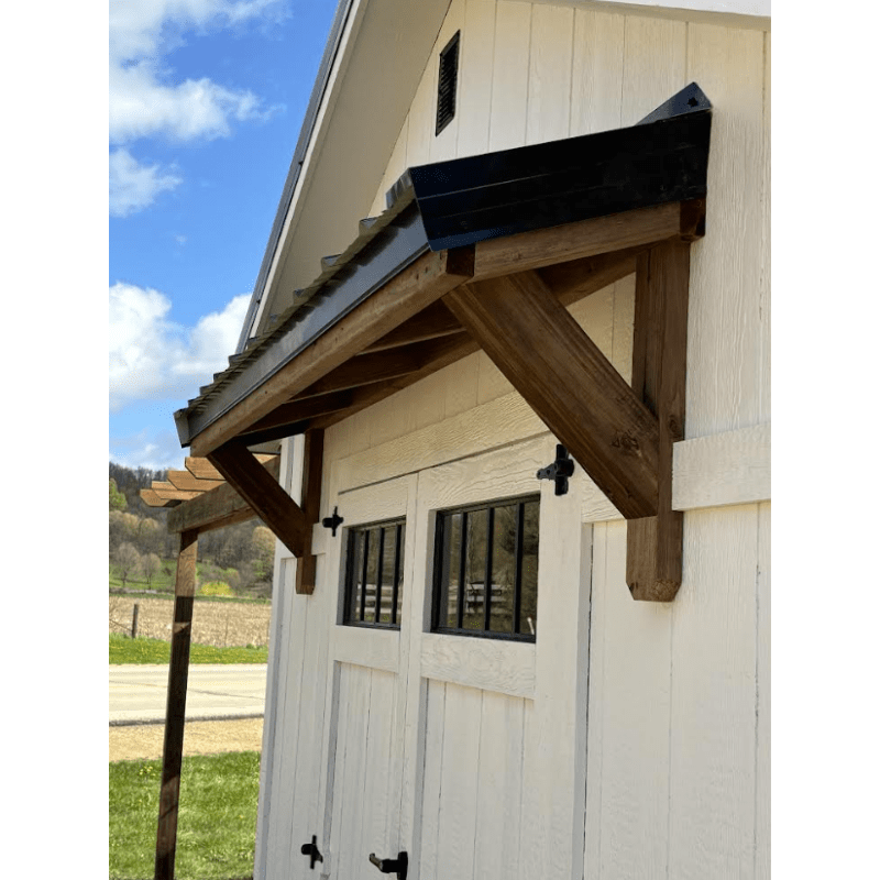 Driftless Outdoors Shed & Greenhouse Deluxe Combo 12 x 20 ft awning over front door