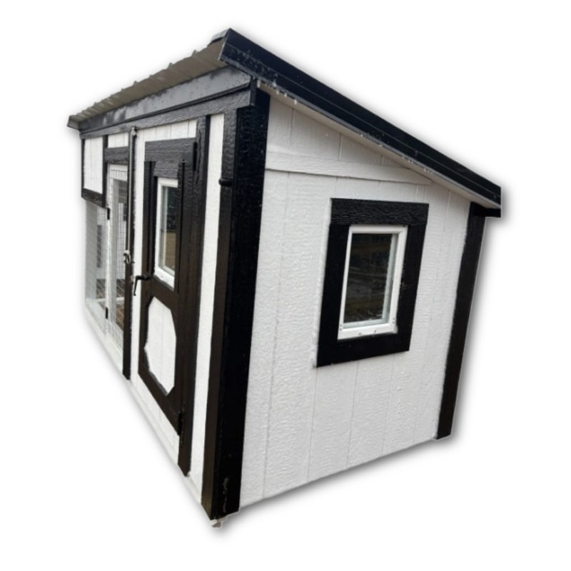Driftless Outdoors LP Homestead 4' x 9' Chicken Coop white coop with black trim