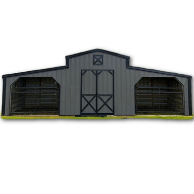 Driftless Outdoors 12’ x 30’ Kentucky Style Barn gray and black