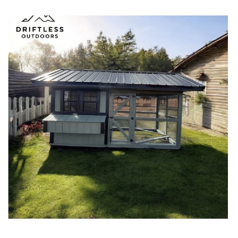 Driftless Outdoors 6’ x 14’ LP Deluxe Country Lane Chicken Coop outdoor egg access