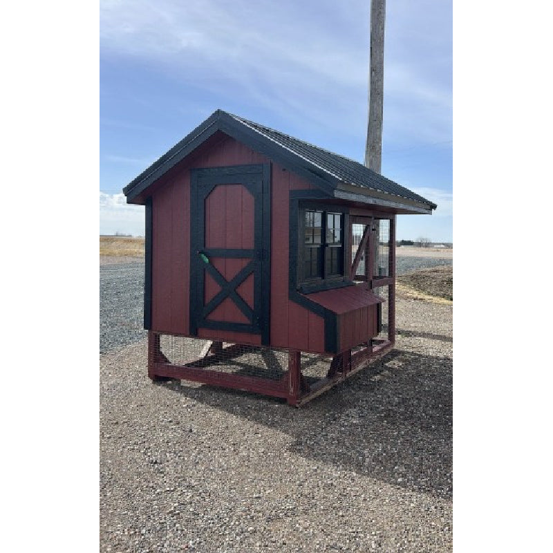 Driftless Outdoors Country Lane Chicken Coop and Run 6 x 10' red LP and black trim