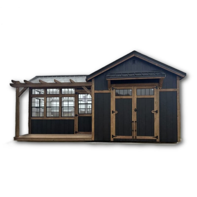 Driftless_Outdoors_Shed_Greenhouse_Deluxe_Combo_12_x_20_ft_Black_with_Brown_Stained_Trim
