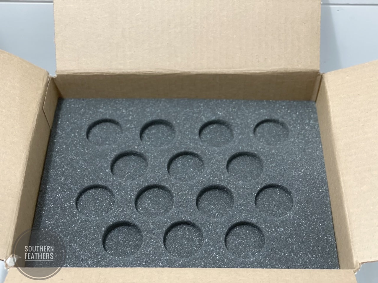 Duck egg shipping insert with 14 egg openings