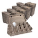 Egg cartons designed for small, medium, large, and extra-large chicken eggs