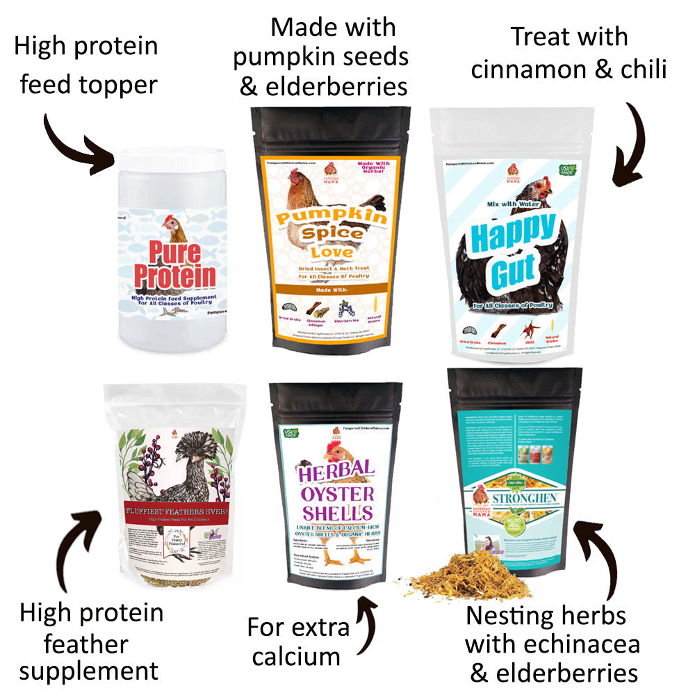 Pampered Chicken Mama Fall Support Bundle: 6 Different Fall-Themed Products For Healthy Chickens (13 Pounds Total)