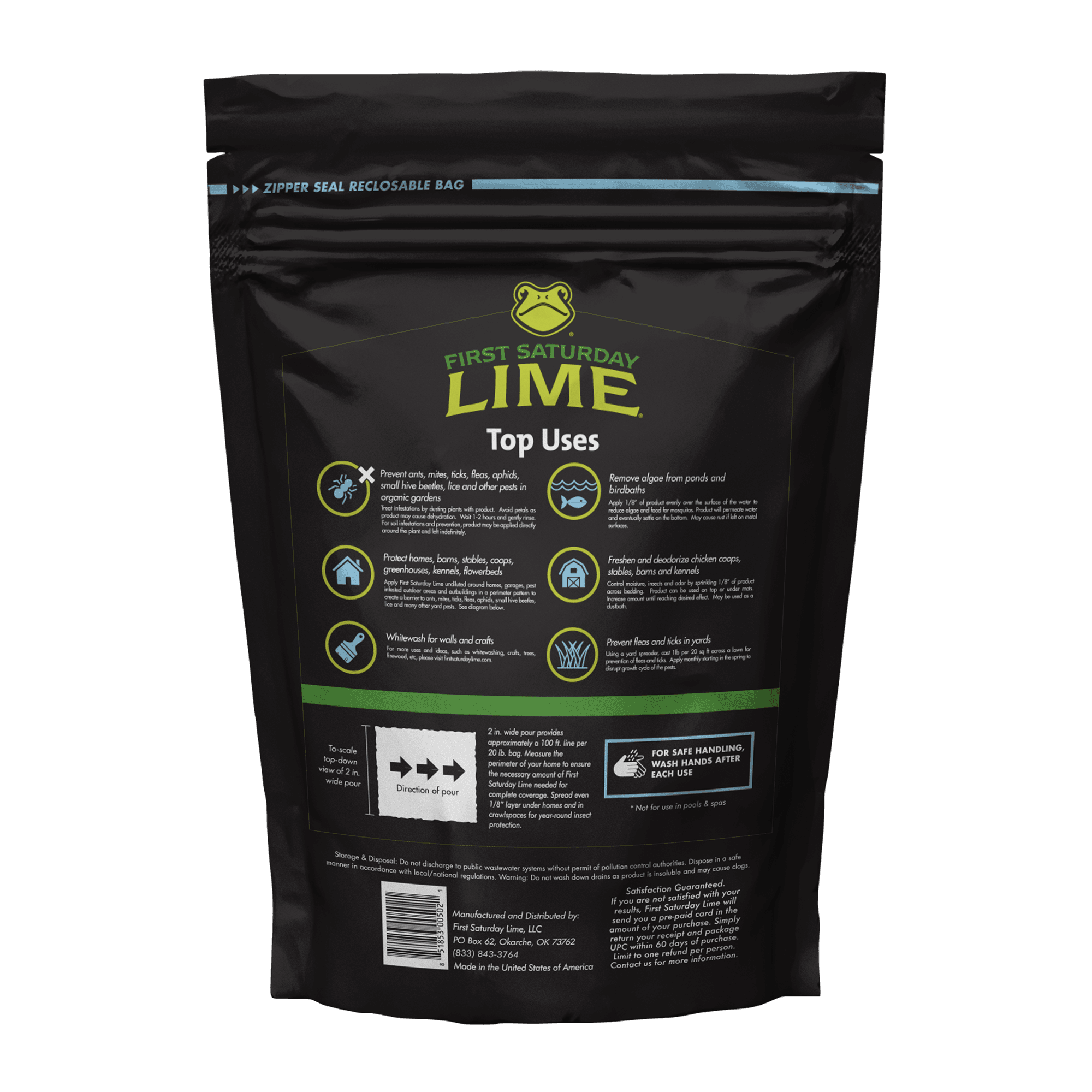 First Saturday Lime Bundle: 2 First Saturday Lime 20lb Bags and 1 10ml Eco-Friendly Insect Repellent Spray