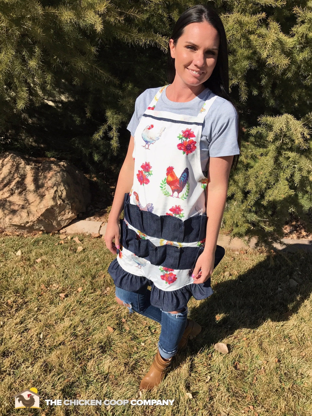 Full-length Chicken Run egg apron for adult chicken keepers
