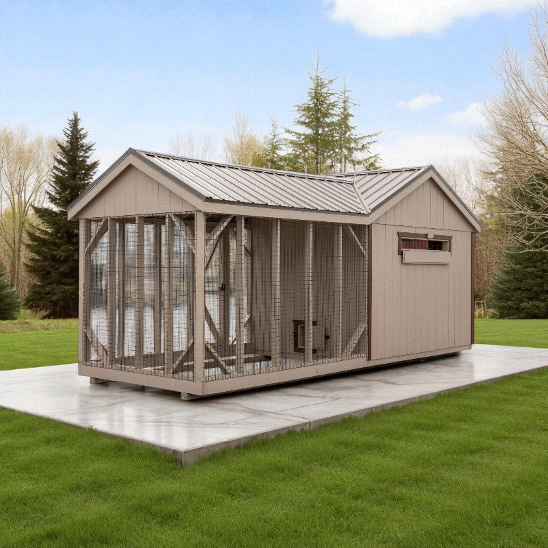 Gable Roof Coop with Feed Room A820RGC | Hen House Collection back of coop with vent
