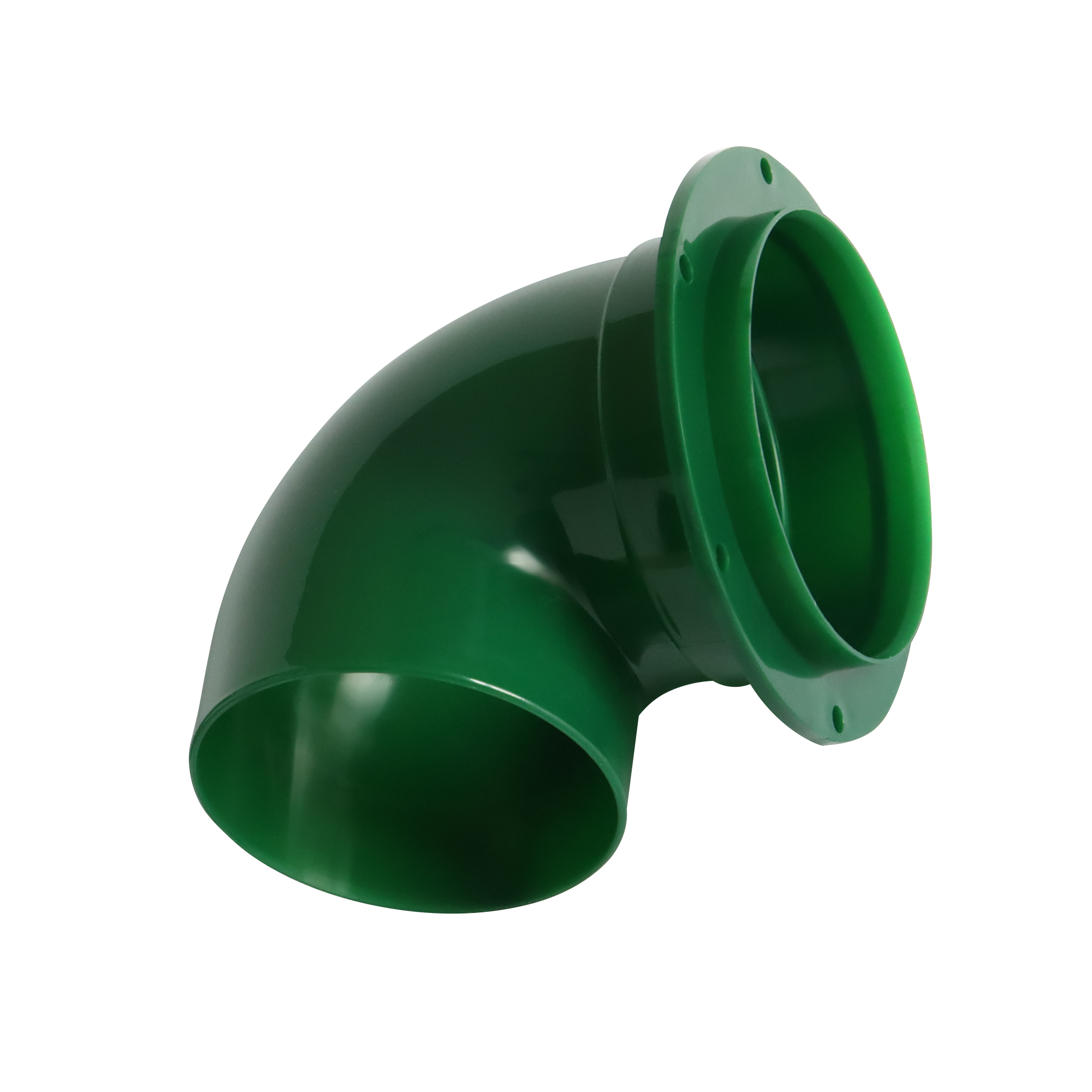 Green ABS plastic feed port for a homemade chicken feeder