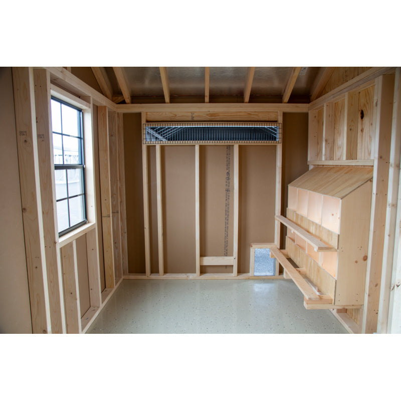 Reverse Gable Coop with Front Feed Room A1028RGC | Hen House Collection