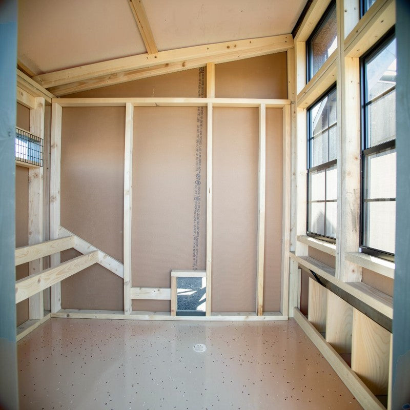 HHC L720C Chicken Coop Interior with Roost Bars, Ventilation, and Chicken Door