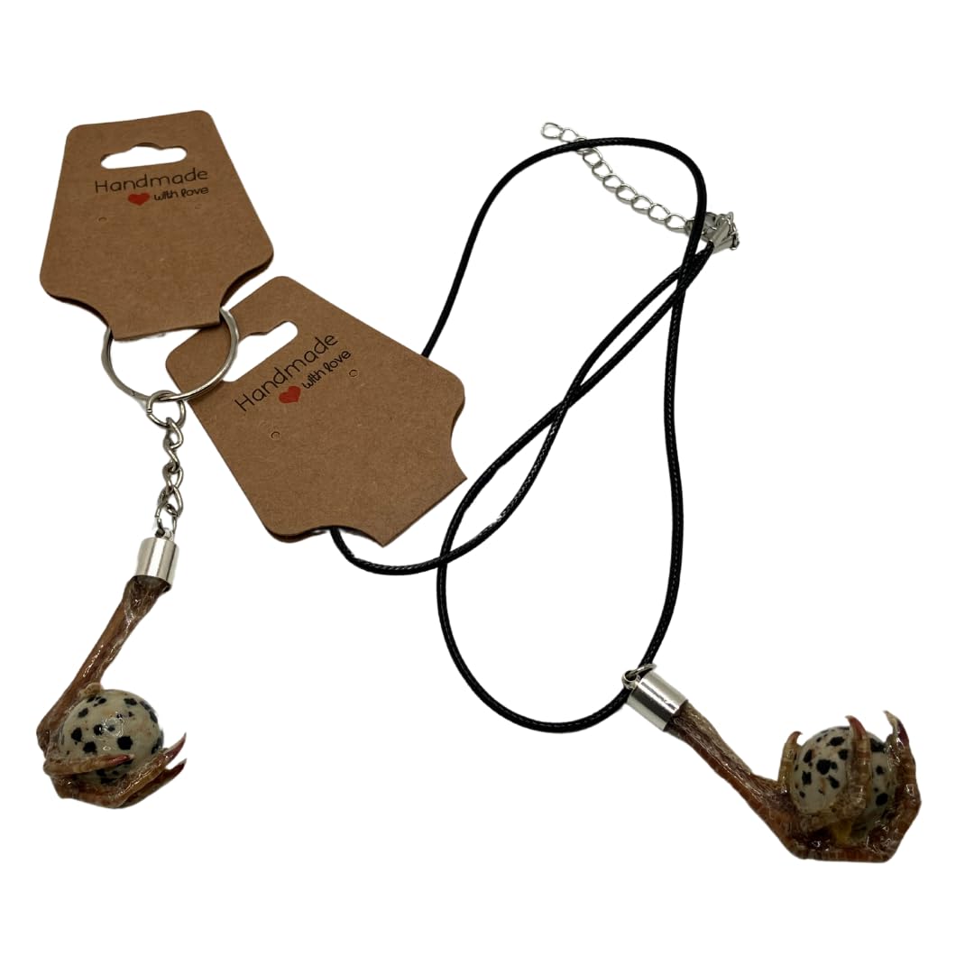 Handmade Real Quail Egg Necklace and Keychain Set